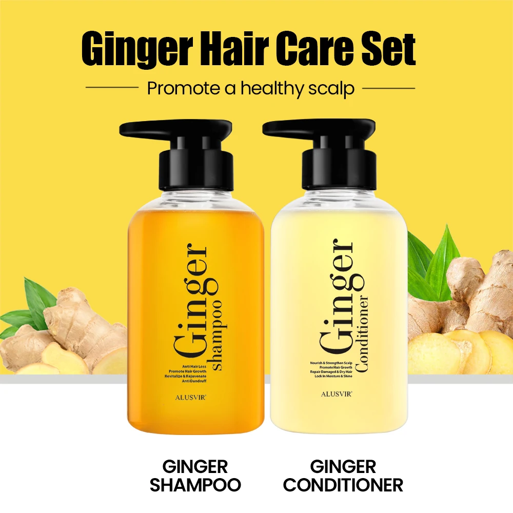 Private Label Natural Ginger Shampoo Treatment Hair Growth Anti Hair Loss Shampoo and Conditioner Set for Men and Women