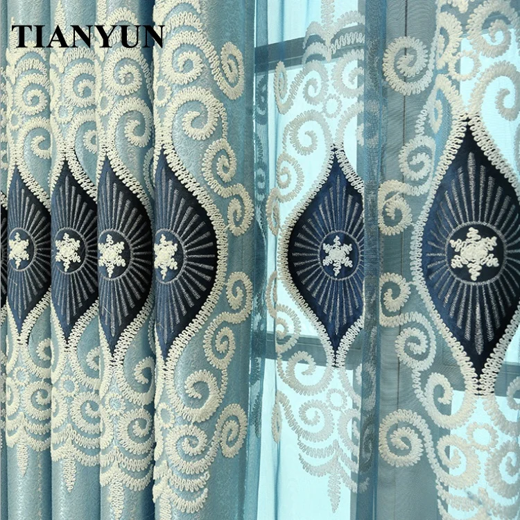 European and American Style Embroidery Warm and Cold Insulating Thermal Abstract Curtains and Bedsheets