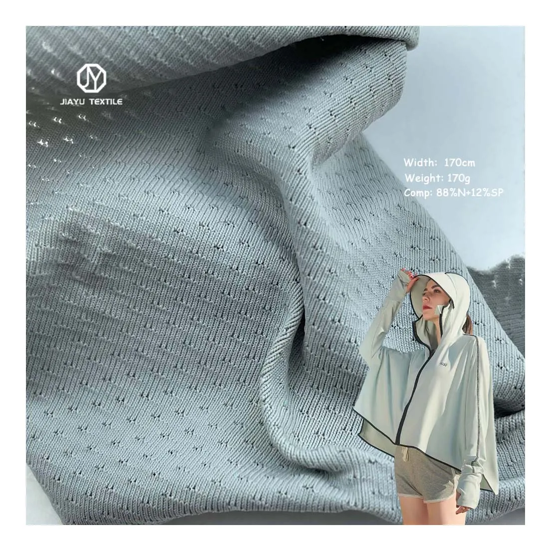 88% Nylon 12% Spandex Cooling Sweatshirt Sports T-shirt Sun protection Clothing Hat Lightweight Breathable Fabric