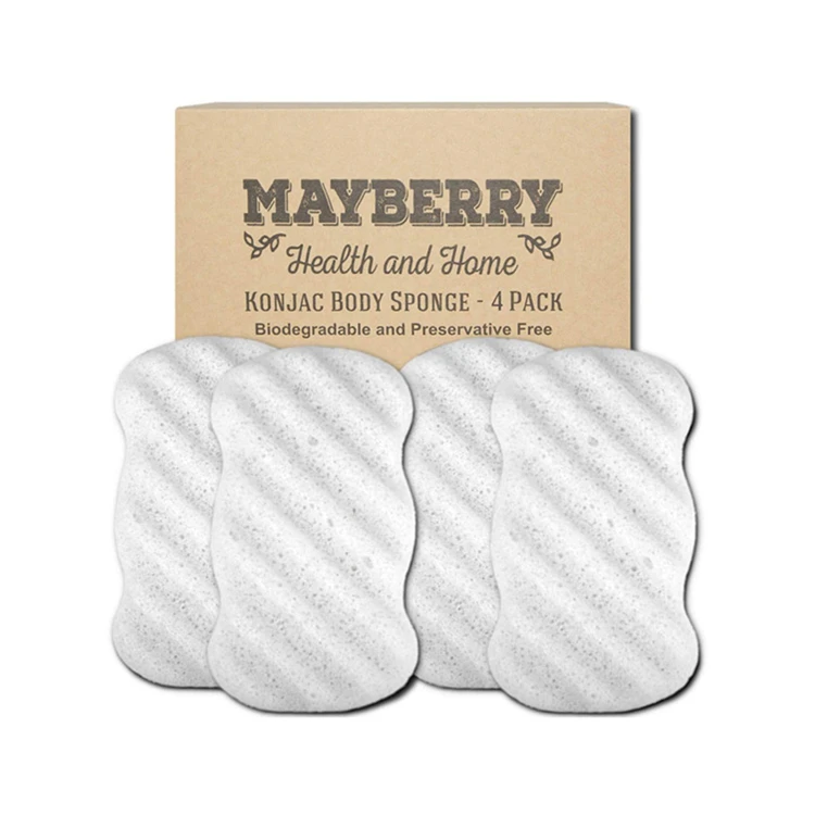 Wholesale Konjac Body Sponge Bamboo Charcoal High Effective Biodegradable Natural Bath Massage Big Sponge Konjac White