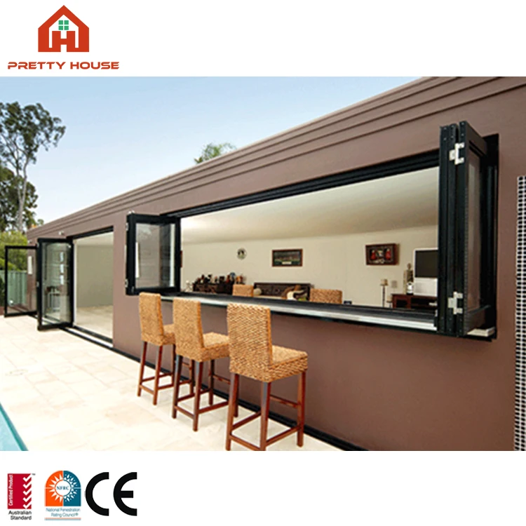 Aluminium bi folding accordion glass windows aluminum balcony vertical folding window