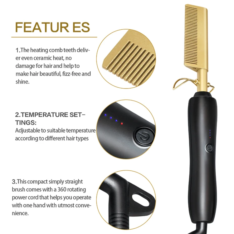 New Type Electric Hot Ceramic Personal Straight Hair Brush Hair Straightener Comb