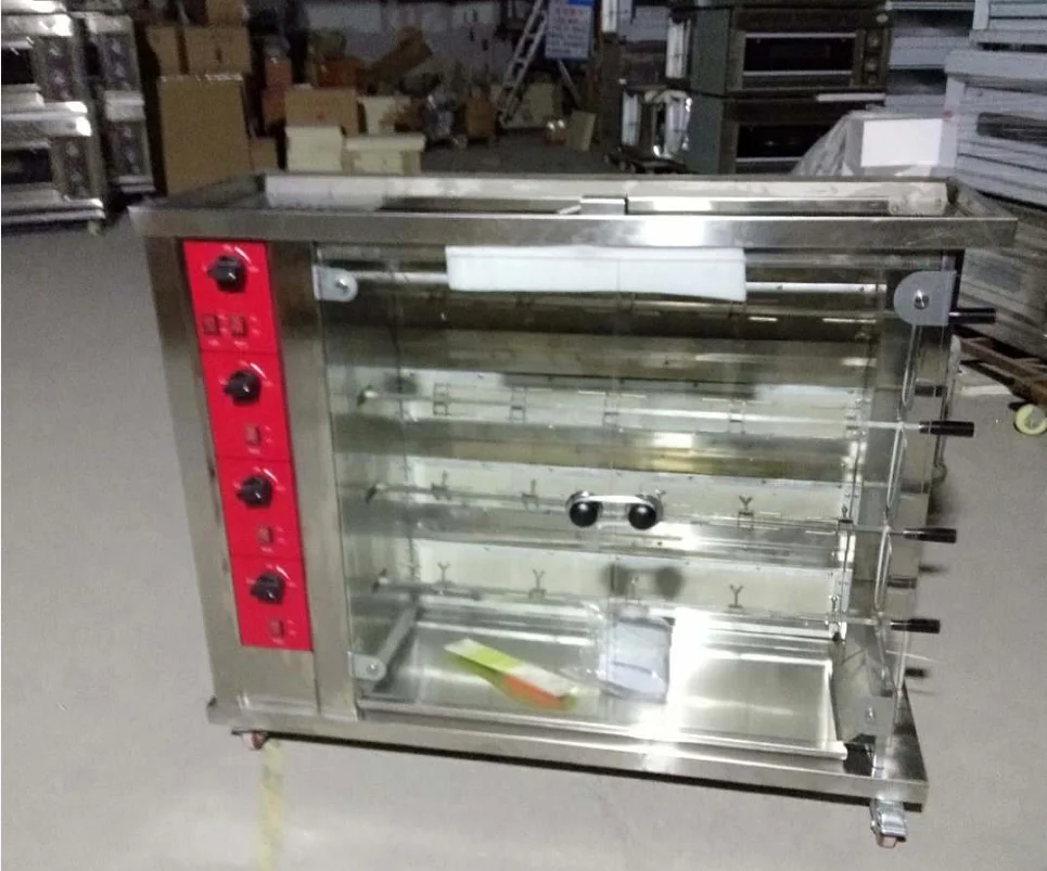 Commercial Chicken Gas Rotisserie Grill With Wheels Rotary Gas Oven Equipment