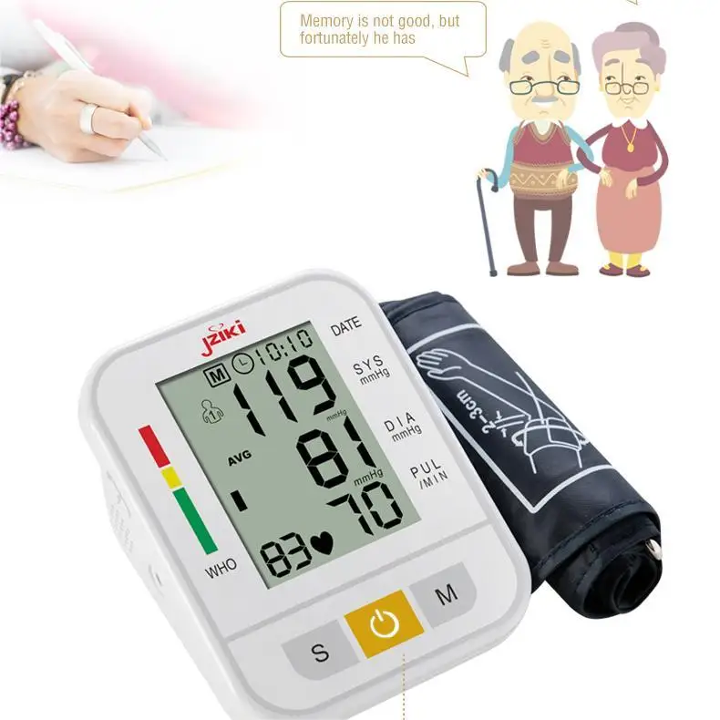 Jziki Blood Pressure Monitor Digital Electronic Sphygmomanomet Automatic BP Machine Heart Rate Pulse Monitor Long Cuff