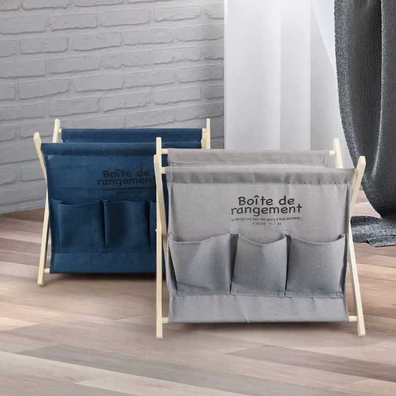 Single-Tier Bamboo Magazine Rack Standing Type Storage Basket for Books and Newspapers for Living Room or Bathroom