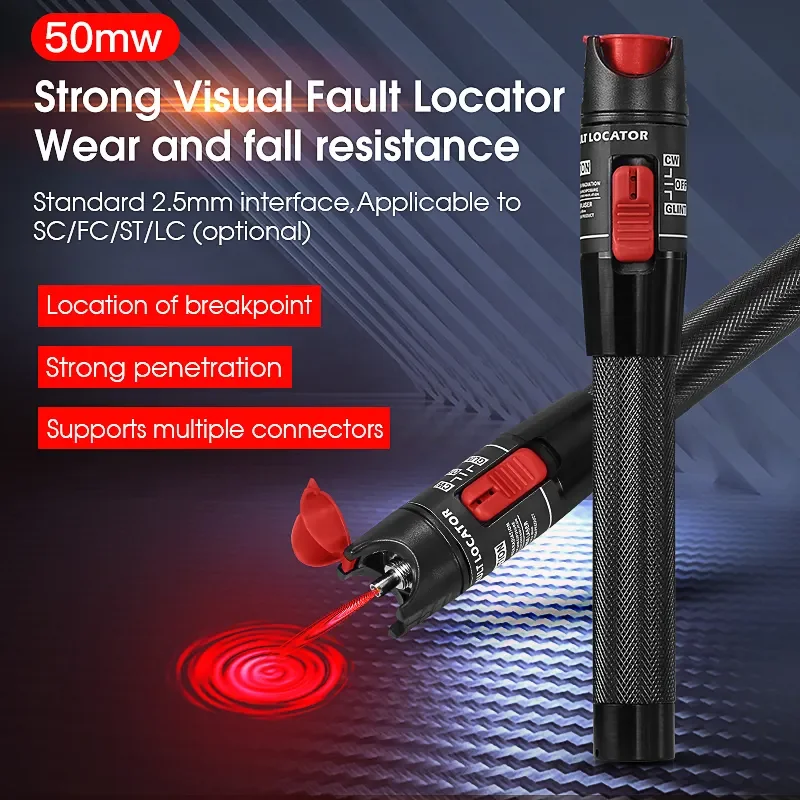 50mw Pen type Visual Fault Locator with Metal fuselage for optical fiber breakpoint detector 50km VFL with high quality