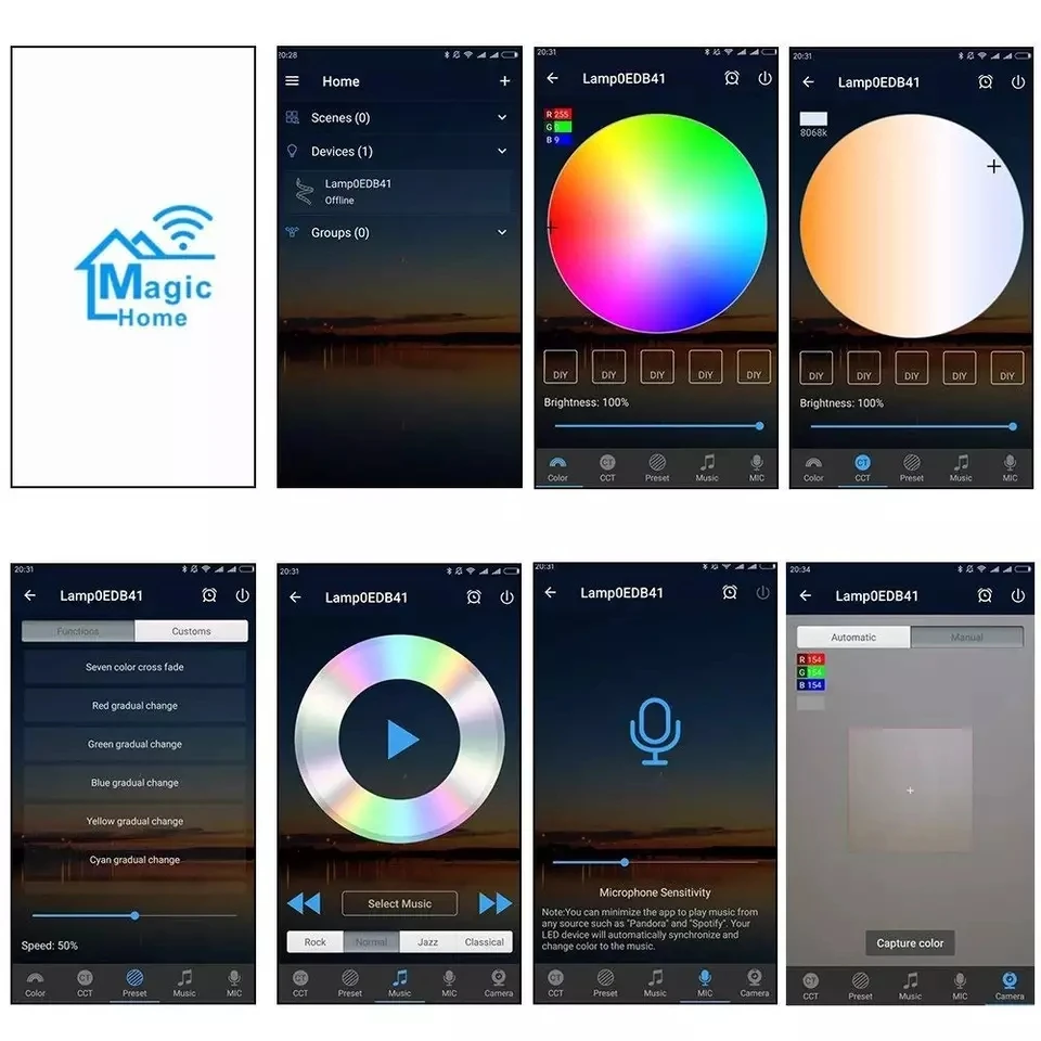 Высокая яркая водонепроницаемая гибкая светодиодная лента 12 В SMD5050 Rgb 20 м Wifi контроллер цифровой двойной свет уличная