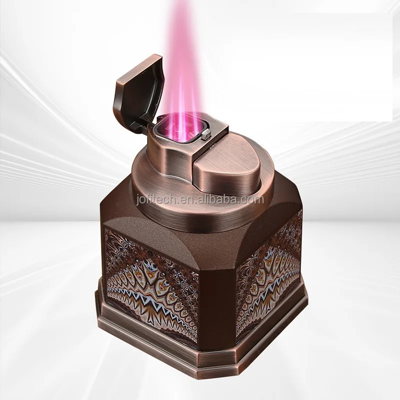 Metal Windproof Cigar Lighter 4 Jets Red Flame Torch Cigarette Tobacco Cigar Lighter With Gift Box For Home Cigar Store