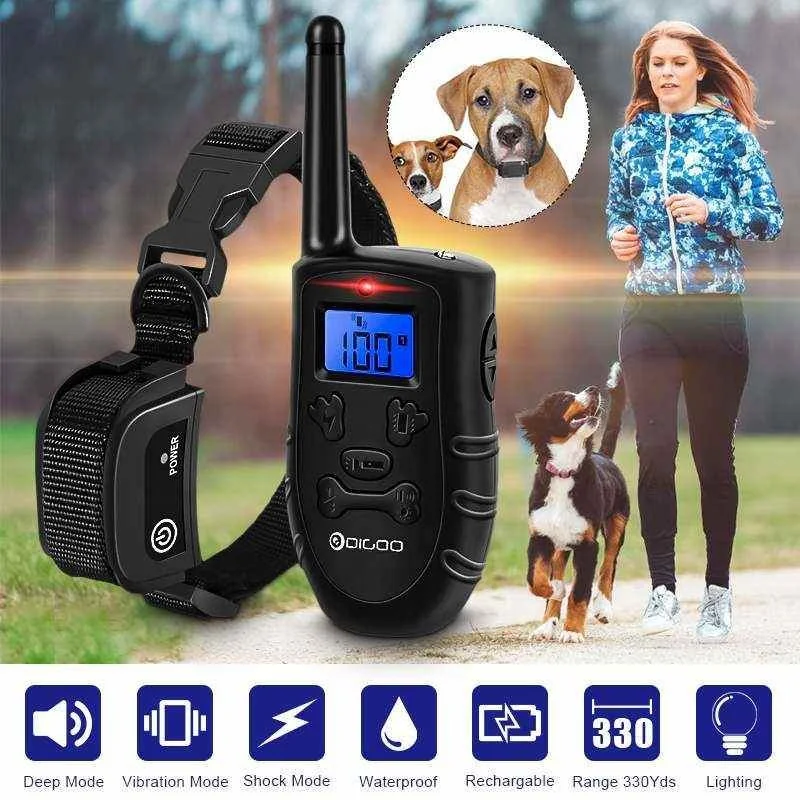 
Digoo DG-PPT1 Rechargeable Electronic Dog Collar Dog Trainings Beep/Vibration/Static Stimulation Stop Barking 330 Yds ALL Size 