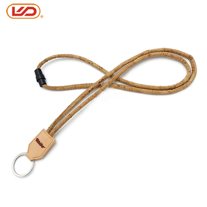 Eco friendly google printed plastic buckles clip accessories strings cork neck lanyard cork straps
