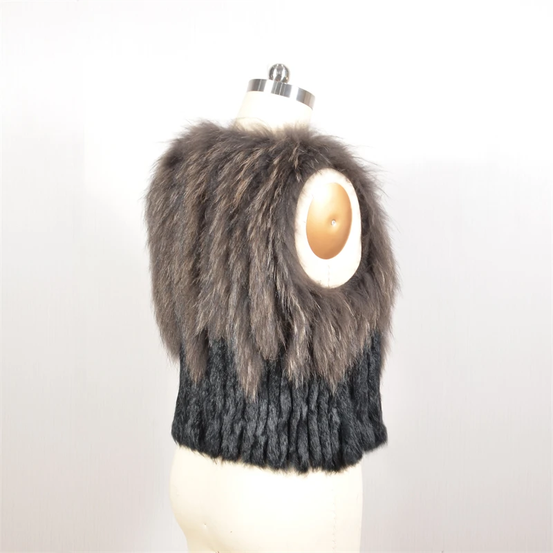 New Arrival Hot Selling Plush Raccoon Fur Real Soft Rabbit Fur Short Warm Fur Vest Women Factory Price