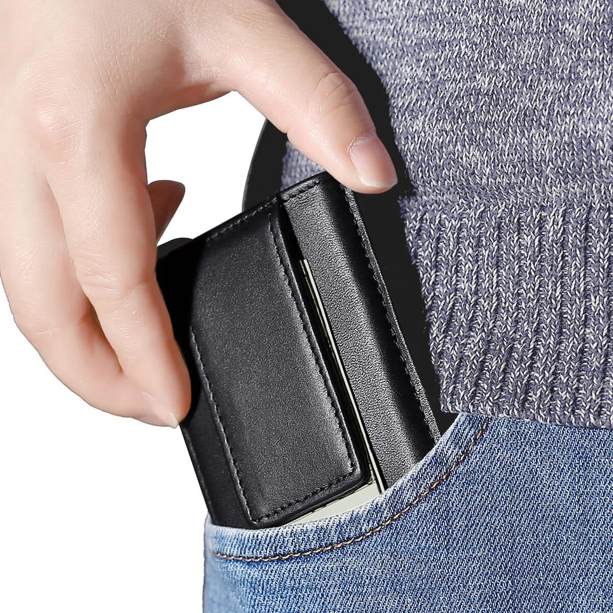 Anti RFID Credit Card Holder Pop Up Wallet with Magnetic Money Clip RFID Blocking Credit Card Case Holder Slim Minimalist Wallet