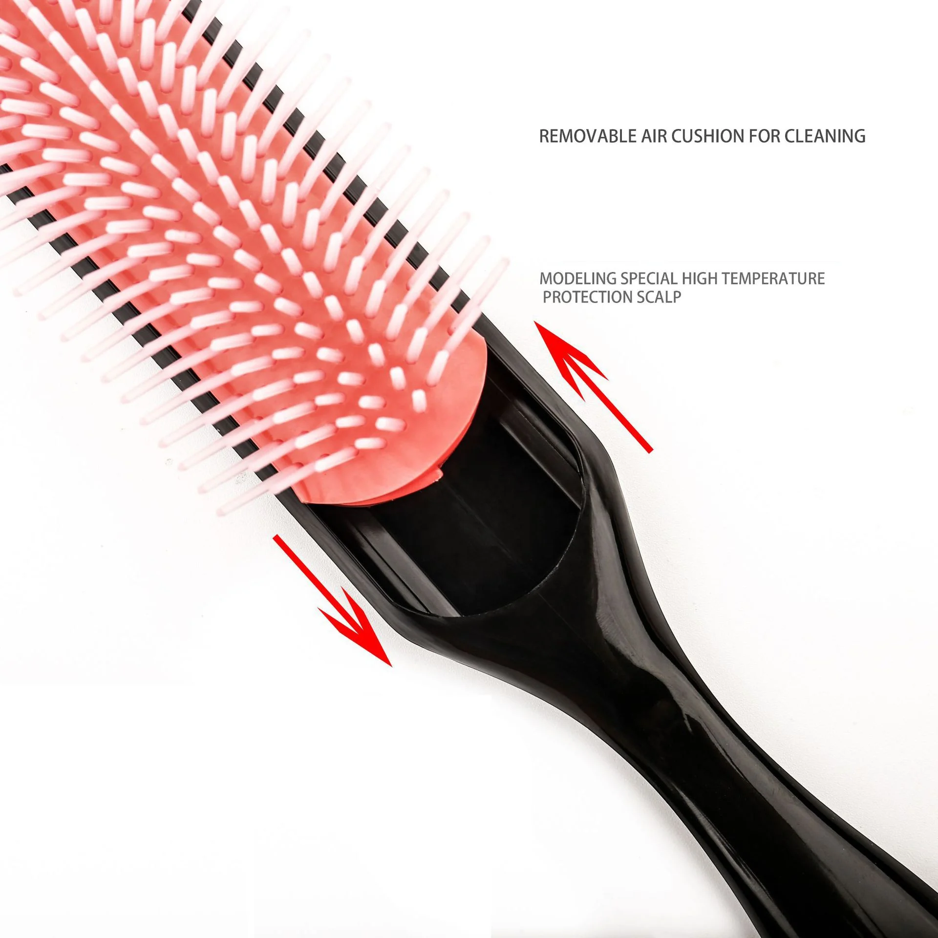 Abeis Customize Nylon Bristle Salon Curl Hair Massage Brush 9 Nine Rows Detangle Detangling Hair Brush