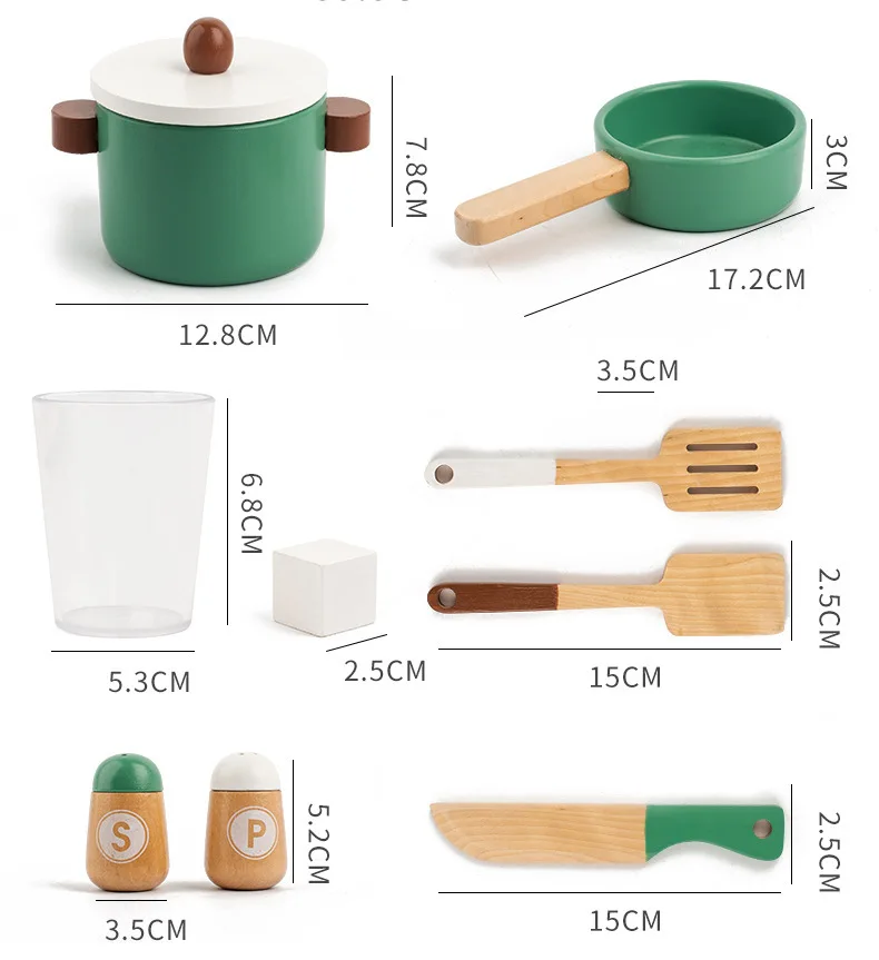 Kitchen with Pretend Ice Cube Dispenser for Toddler Wooden Kids Kitchen Play Set Toy Kitchen Set for Kids (Vintage Green)