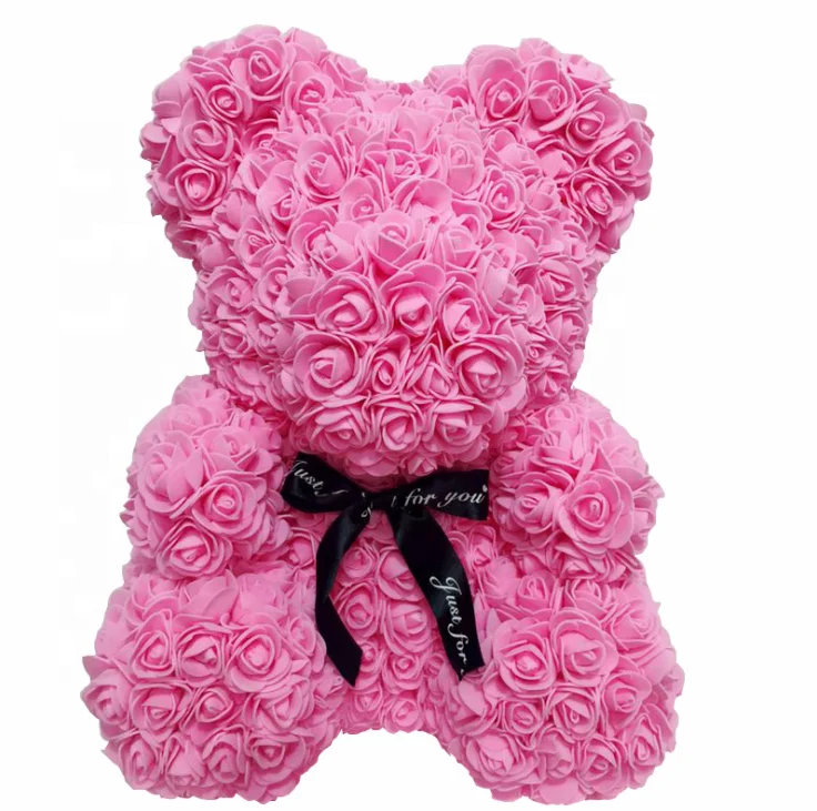 Hot sale  artificial flower Wholesale valentine Christmas gift 25cm 40cm rose bear Pearl bear gift package box