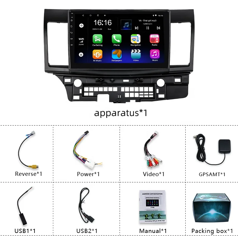 Touch Screen Multimedia System Gps Car Music 2din 10inch Car Dvd For Mitsubishi Lancer Ex Evo With Android 9.1