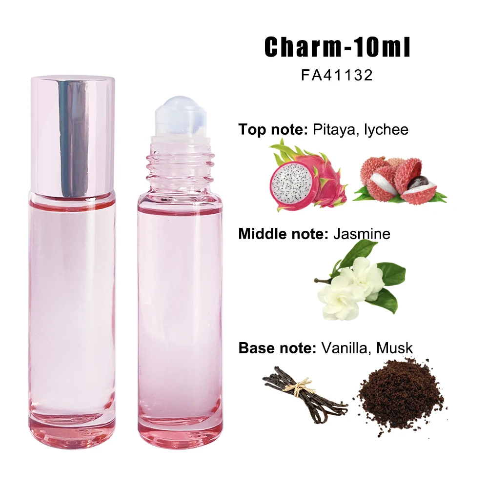 Custom Pink 10ml Vanilla Jasmine Sweet Fruity Fragrance Roll-on Pheromone Essential Parfum Oil Roller Perfume Oil for Women