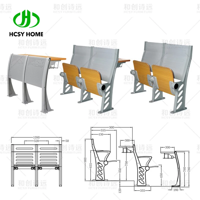 Classroom chair school Matel student chair with writing pad