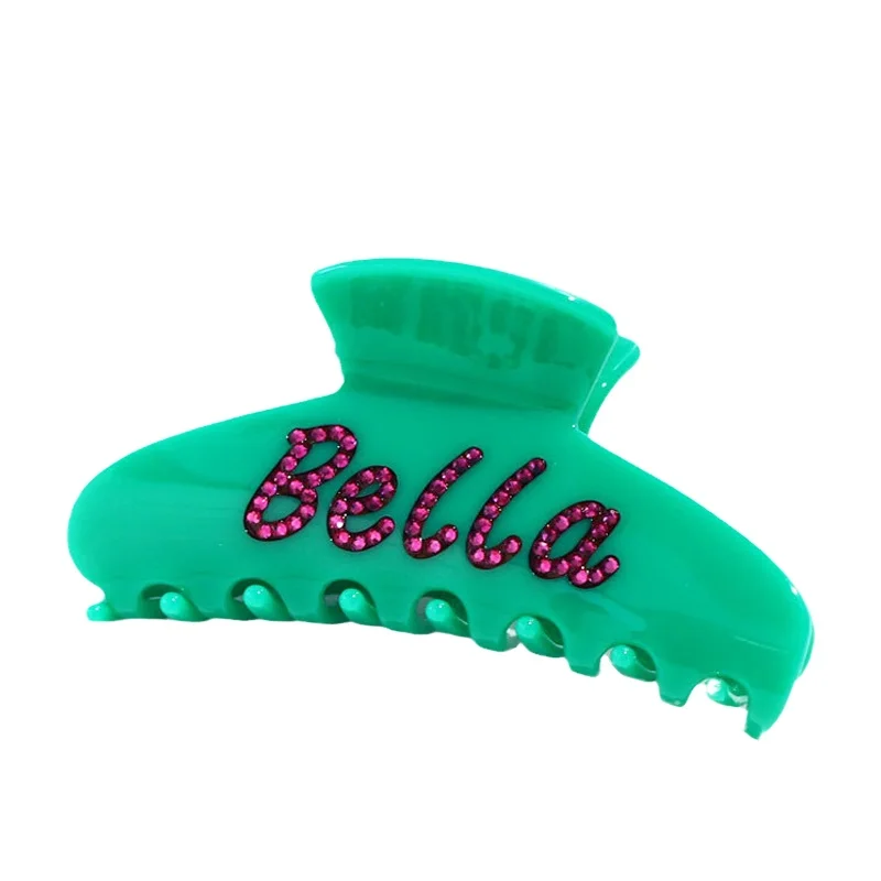 manufacturer custom made branded logo hair claws name personalized design acetate alphabet claw clip letter hair clamp words