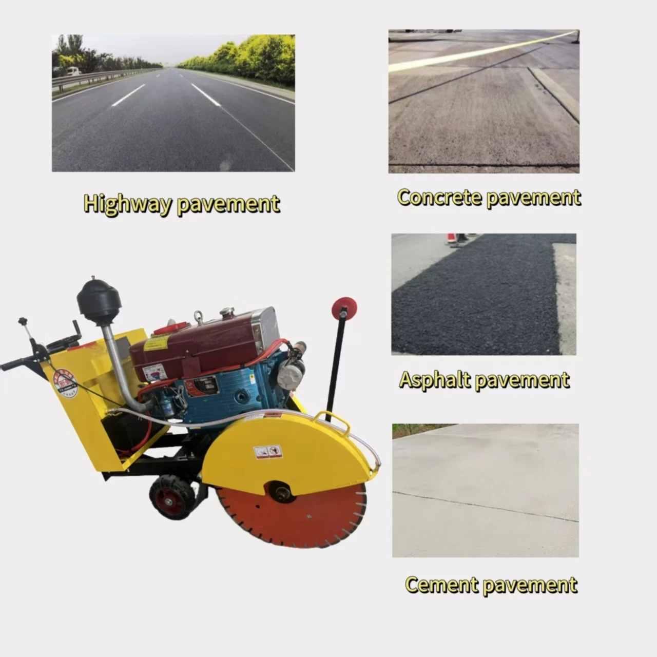 High Power Concrete Block Sawing Machine Diesel Engine Road Cutter Saw Cutter Manual Concrete Cutter With Electric Motor