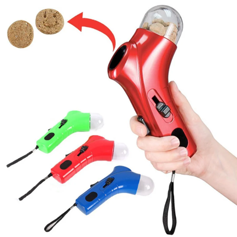 Pet Treat Launcher Ejecting Interactive Puppy Snack Hand Held Dispenser Food Catapult for Dog Cat Exercise and Training