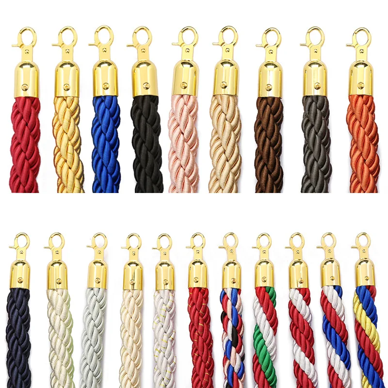 Hot Selling Custom Event Crowd Control Barrier Hotel Red Velvet Twist Rope Belt Stanchion rope pole barrier