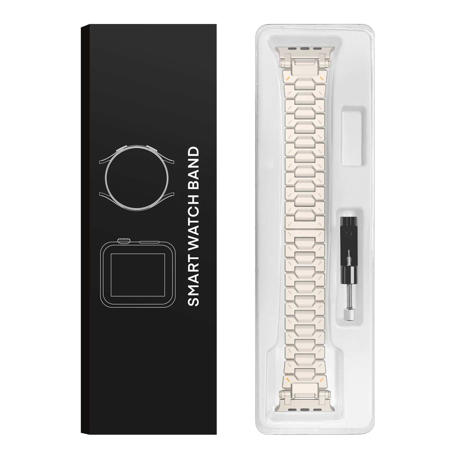 Titanium Color Butterfly Buckle Stainless Steel Watch Strap for Smart Watch 9 8 7 6 5 Ultra 42/44/45/46/49mm Iwatch Metal Band