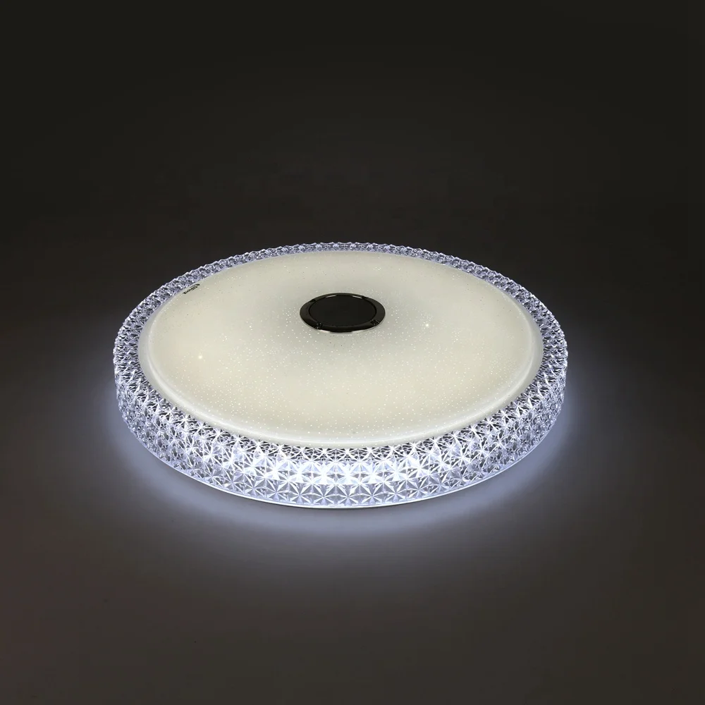 Cheap Price Smart Control RGB Yellow Crystal Ceiling Lamp LED Flush Mount Dimmable Light Fixture Blueteeth and Sound Speaker