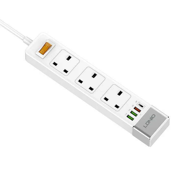 SK3467 UK Socket Extension Socket Power strip With Type-c Port Support QC3.0 20W PD Fast Charging Charger