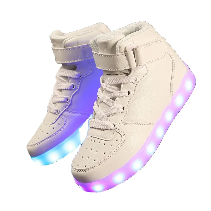 Custom New Fashion Popular Products Leather Rubber Boys Luminous Shoes