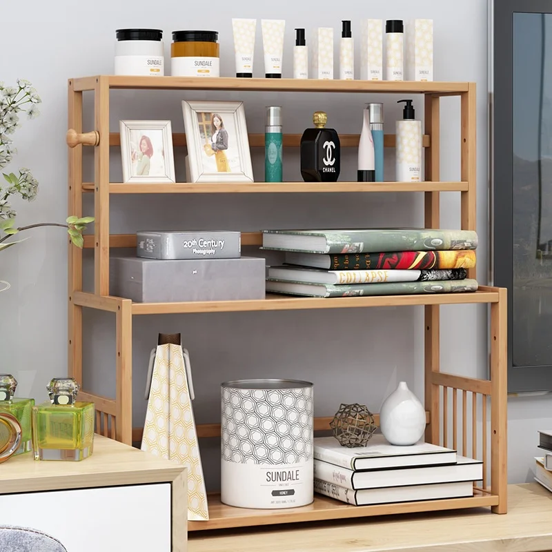 
Natural Student Desktop Bamboo Wood Desk Sundries Makeup rack Storage Box Holder Organizer Shelf Rack Stand for Save Space 