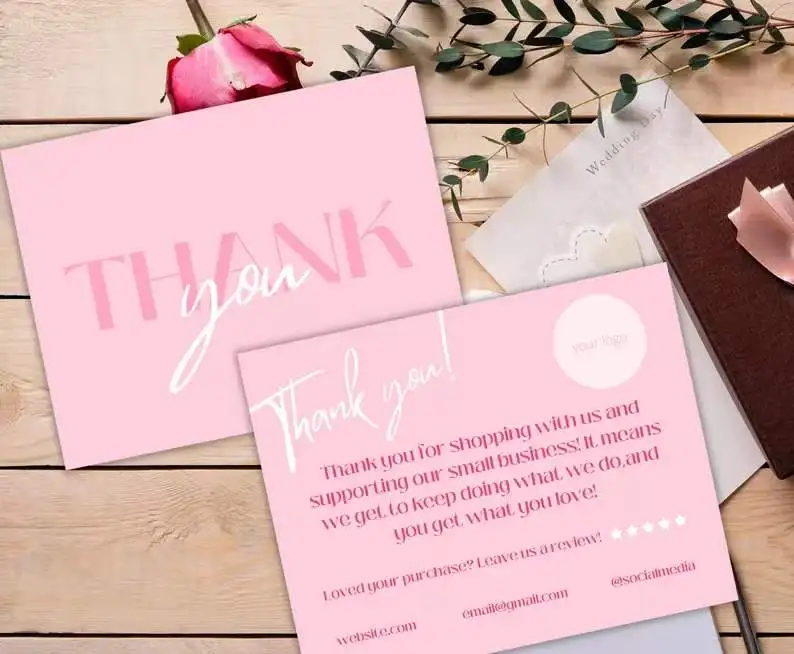 Custom Peach Colour Name On Thank You Stickers And Thank You Cards