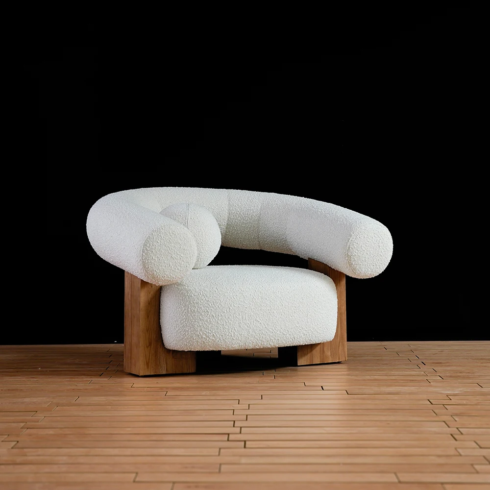 MIGLIO 5792 | Nordic Leisure Living Room Chair Home Furniture Ash Wood Armchair Modern Lounge Accent Hotel Lobby Sofa Chairs