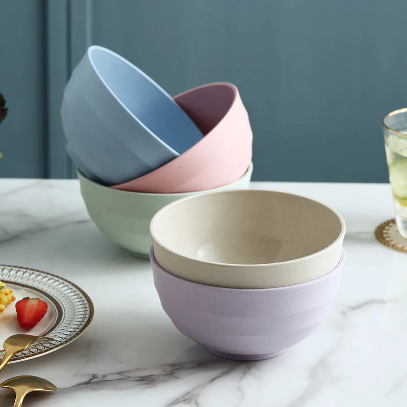 
Unbreakable Eco-friendly Cereal 20cm Wheat Straw Bowls Soup Rice Cereal Pasta 7.5inch Salad Bowl 