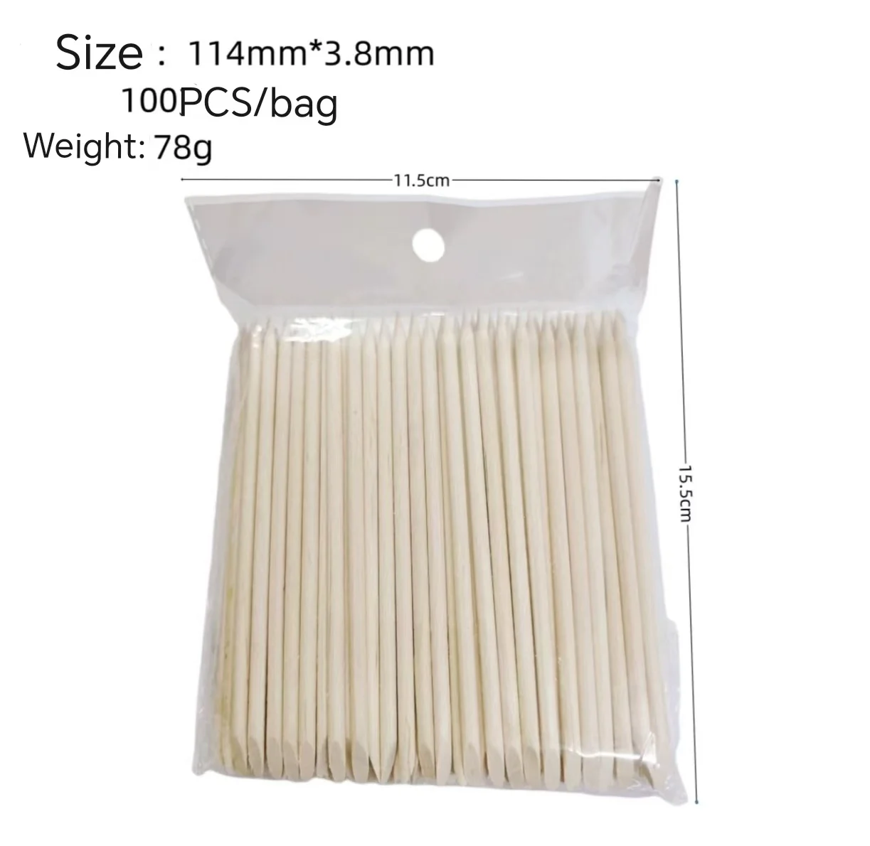 Disposable Orange Wood Sticks for Nails Multi Functional Double Sided Cuticle Pusher Remover Nail Art Manicure Pedicure Tools