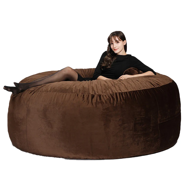 7Ft Big No Fillers Indoor Faux Fur Large Lazy Sofa Lounger Bean Bags Bed Couch Cover Giant Bean Bag Sofa Chair for Adult Kids