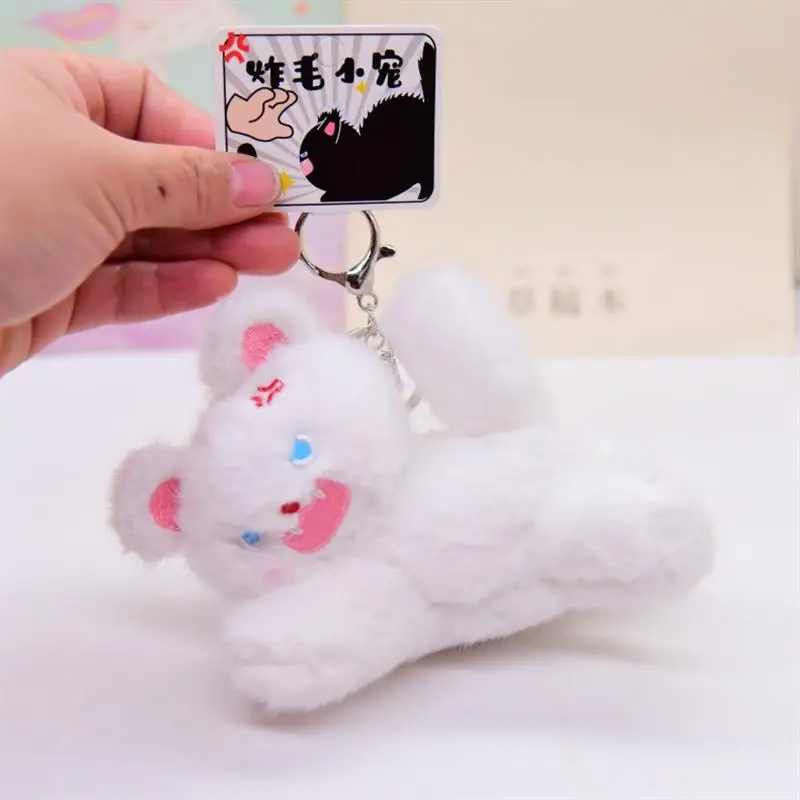 Anime Cute plush keychain toys Stuffed animal Angry Doll Coin Purse Bag plushie Kawaii Wallet with Zipper Keychain