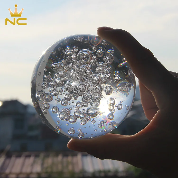 Clear Glass Air Sphere Fengshui Paperweight Crafts Home Decor Ornaments Crystal Bubble Ball