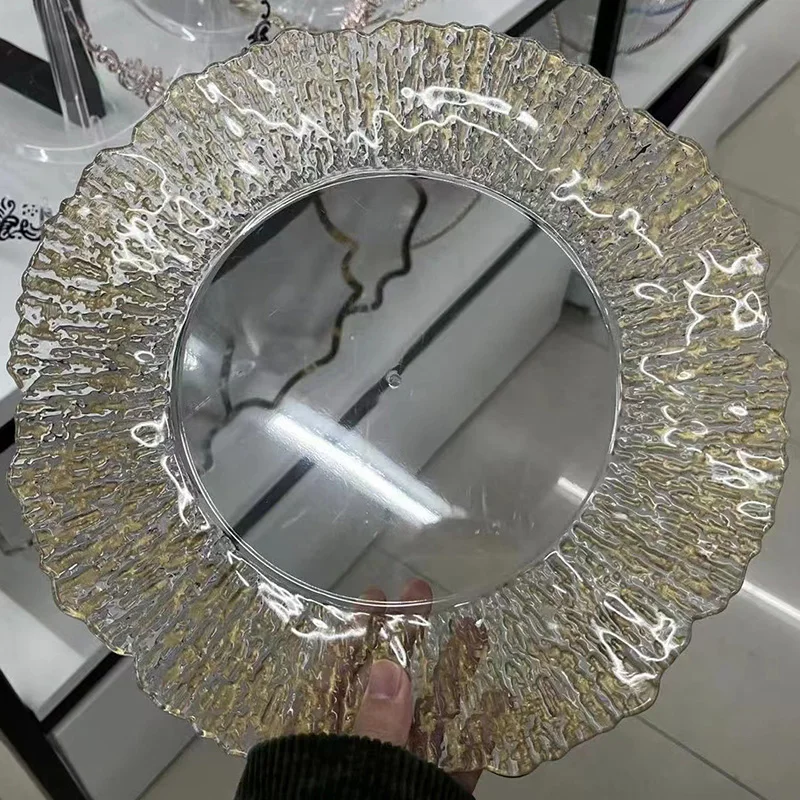 Transparent Charger Plates Gold Wedding Round Charger Plates Vintage Plastic Plate For Wedding Banquet Events