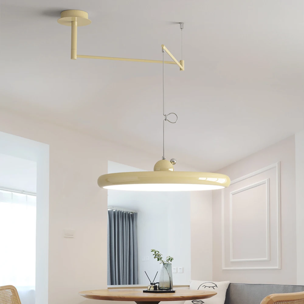 Flying saucer rocker arm dining room chandelier Modern simple table light advanced French minimalist dining room chandelier