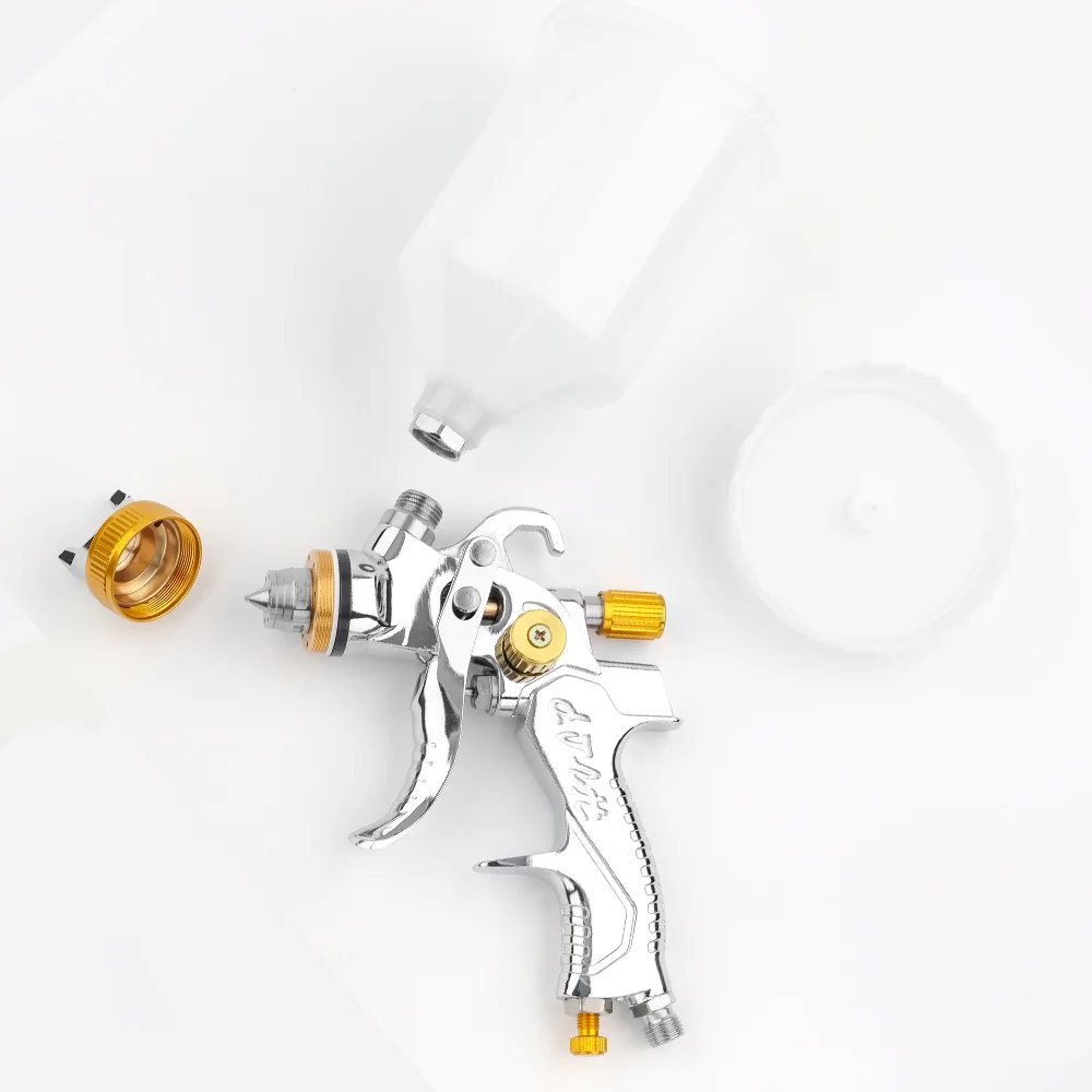 Professional Automotive Paint Spray Gun HVLP 1.4/1.7/2.0mm Spraying Nozzle With 10 Paint Filters, Pressure Gauge For Car.
