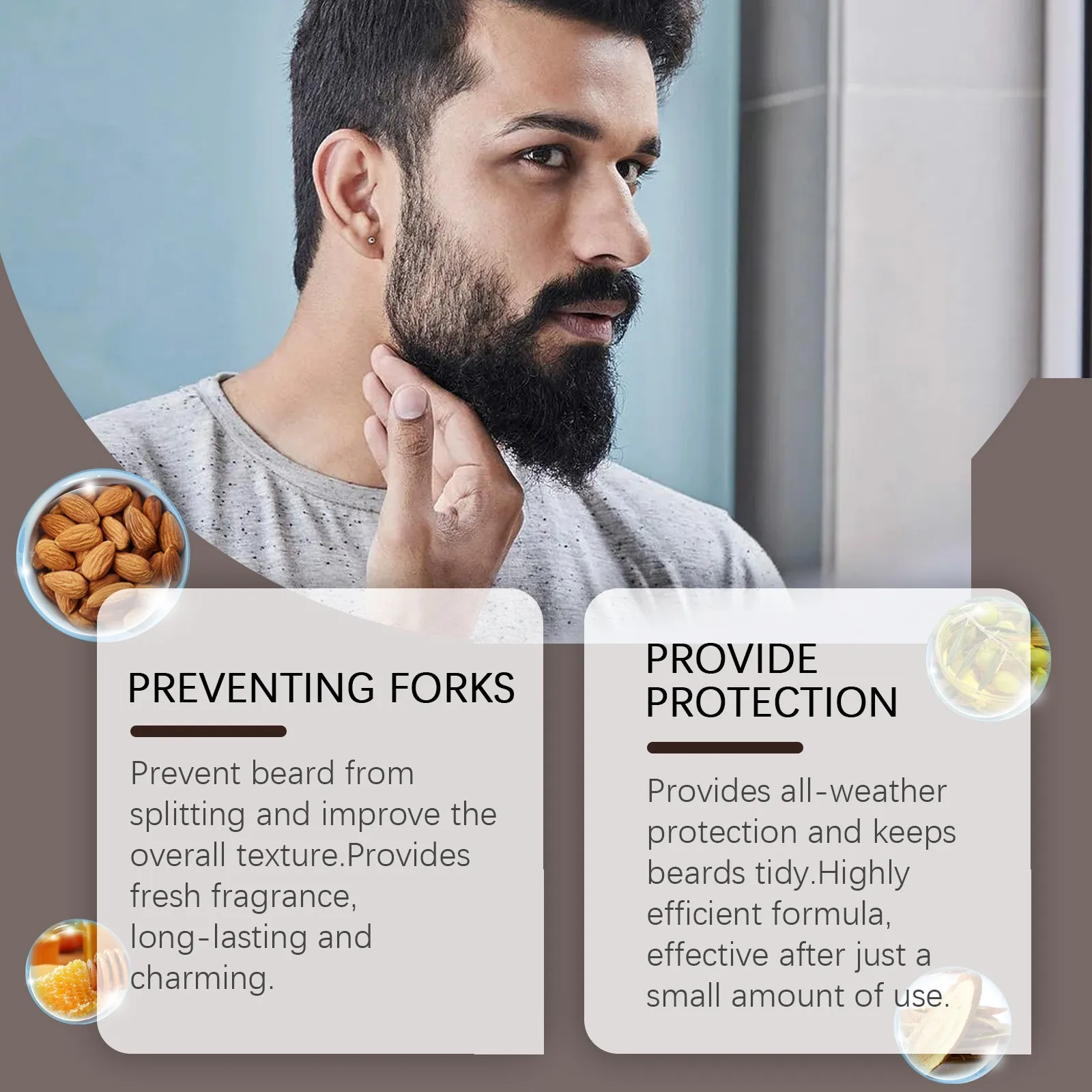 30ml Pure Moroccan Argan Oil Deep Absorption Beard Growth Serum with High Nutrients OEM Private Label Men Beard Care