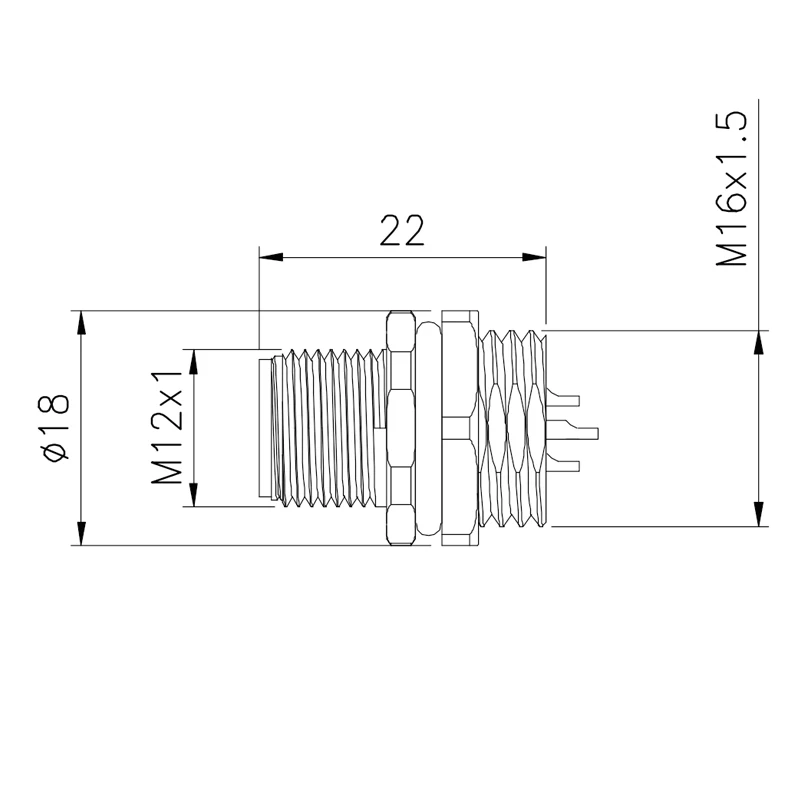M12 A/B/D кодирование 3pin 4pin 5pin 8pin 12pin 17pin Штекерный разъем для задней панели PG9 крепежная резьба с