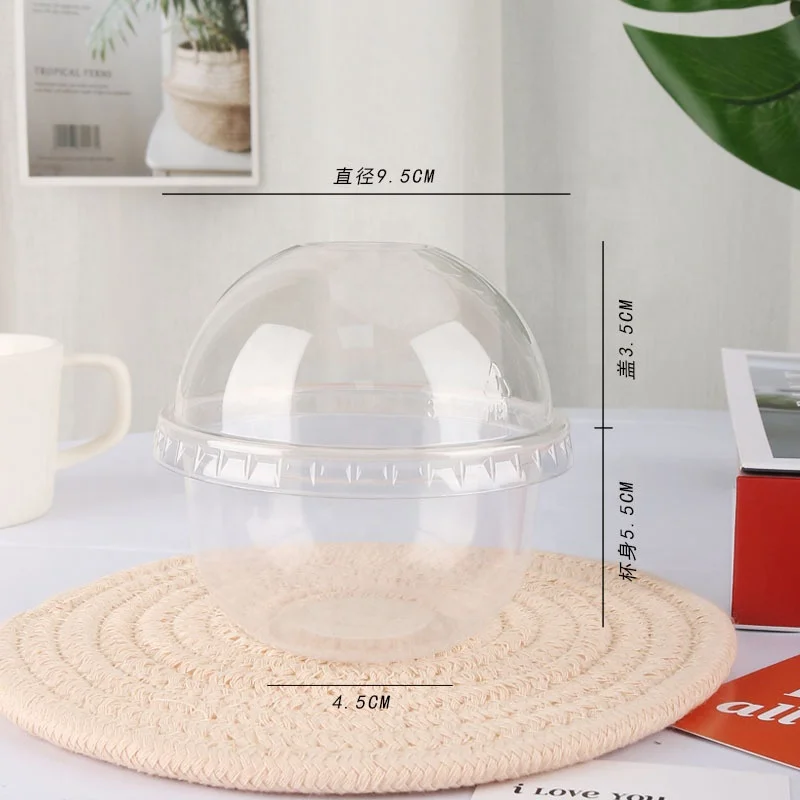 250ml Mousse Cake Pudding Cup Ice Cream Disposable U-shaped PET Plastic cup