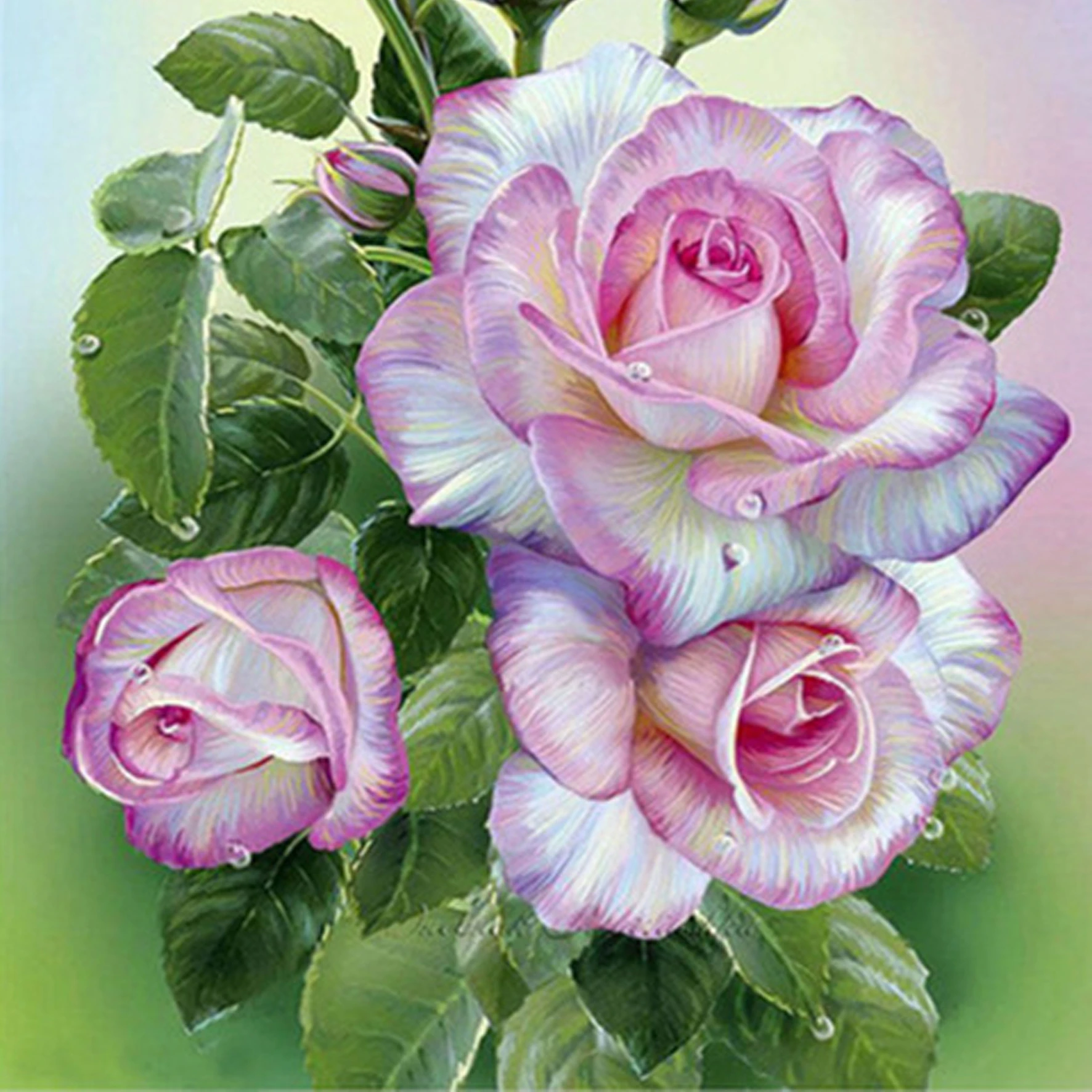 DIY diamond mosaic painting with flower design&diy crystal diamond painting