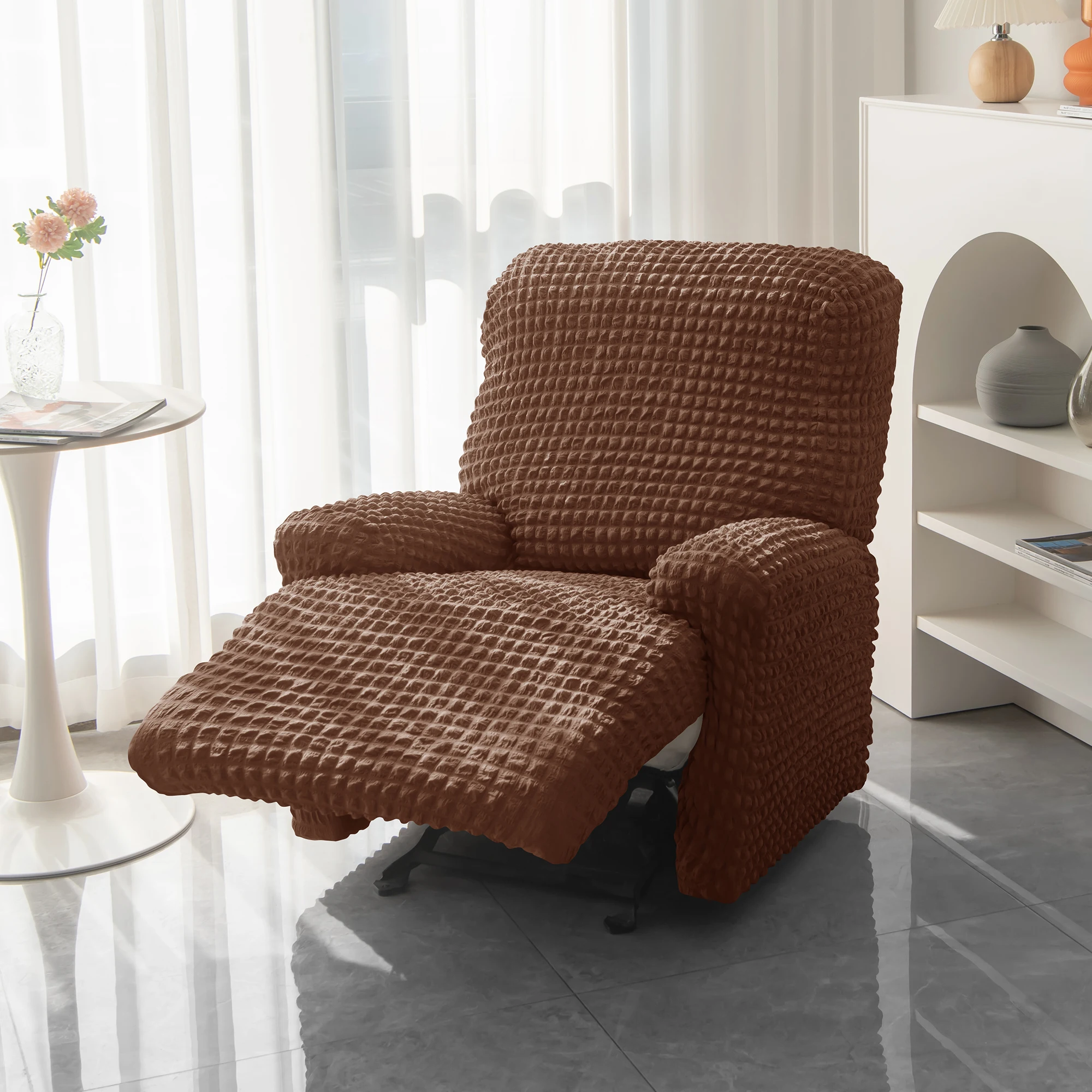 High Quality Sweat-proof Dust-proof All Surrounded Bubble Elastic 1 Seat Solid Color Chivas Cushion Sofa Cover For Living Room