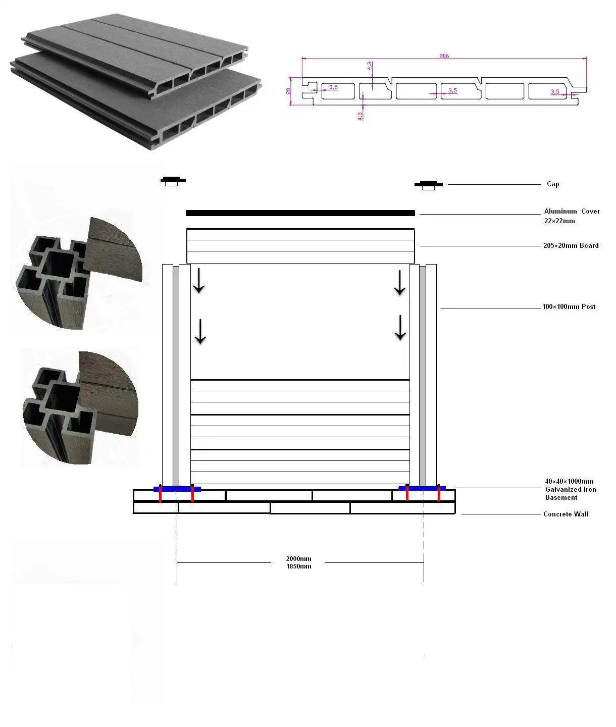 Outdoor garden panel fence design fence decorative  wpc fence