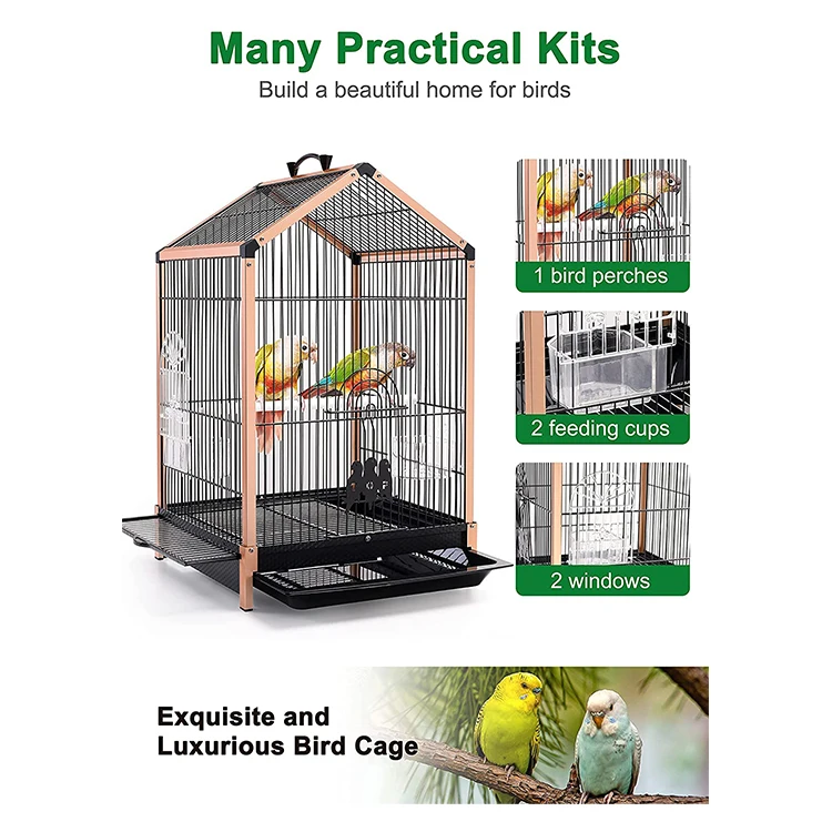 Aluminum Alloy Frame Portable Bird Cage Travel Carrier for Small Birds