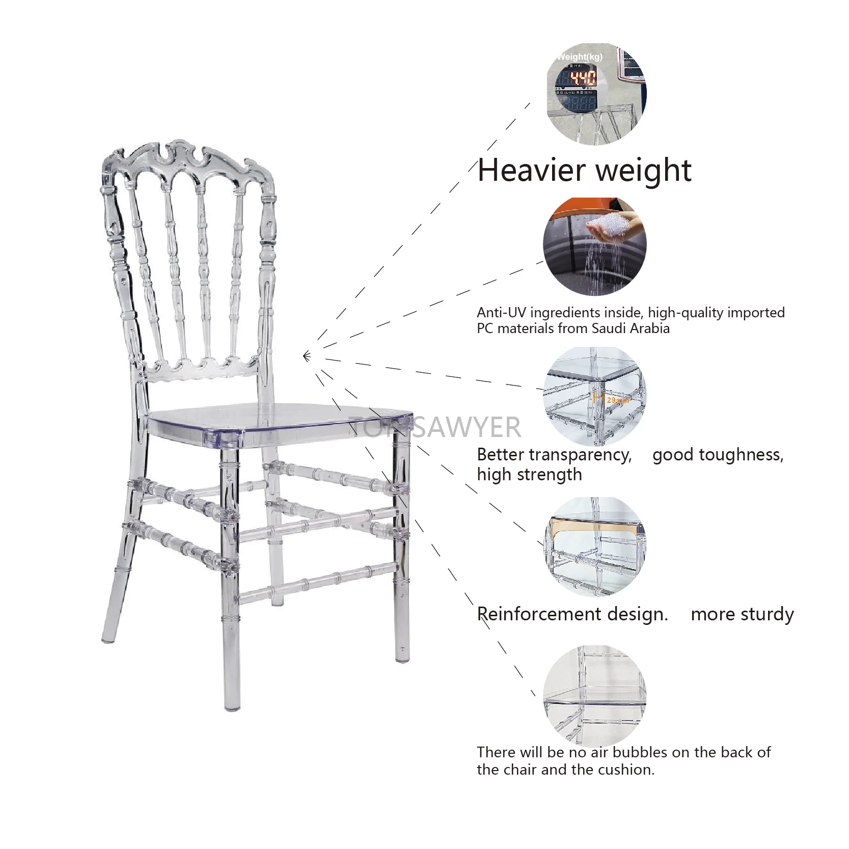 wholesale stackable clear transparent hotel chairs crystal acrylic party tiffany wedding chivari chairs for party events
