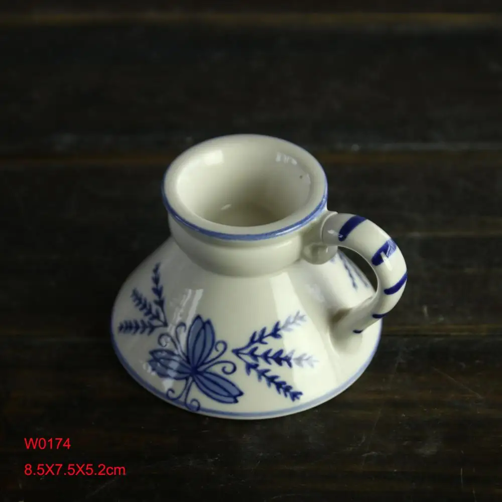 Delft Deco Blue & White Hand Painted Tulip Shaped Candle Holder